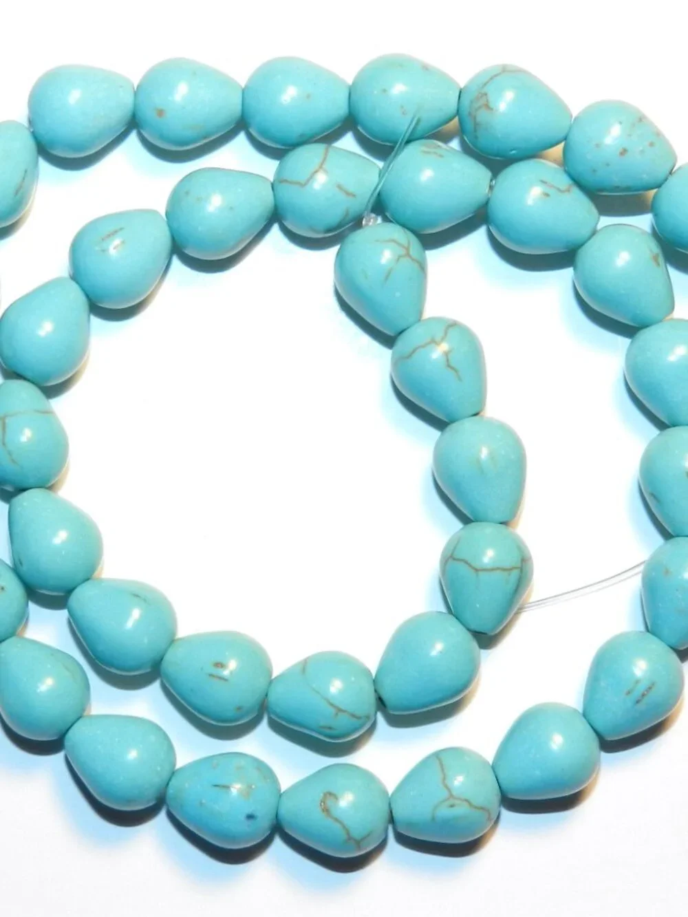 Blue Turquoise 9mm Teardrop Magnesite Gemstone Beads 15